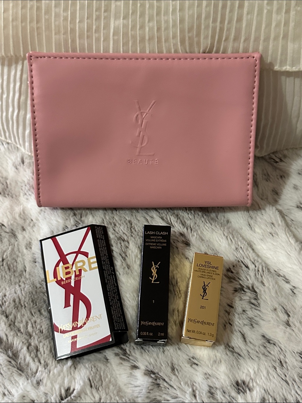 Yves Saint Laurent Pink Leather Cosmetic Pouch with 3 added Bonuses 🌸🤩